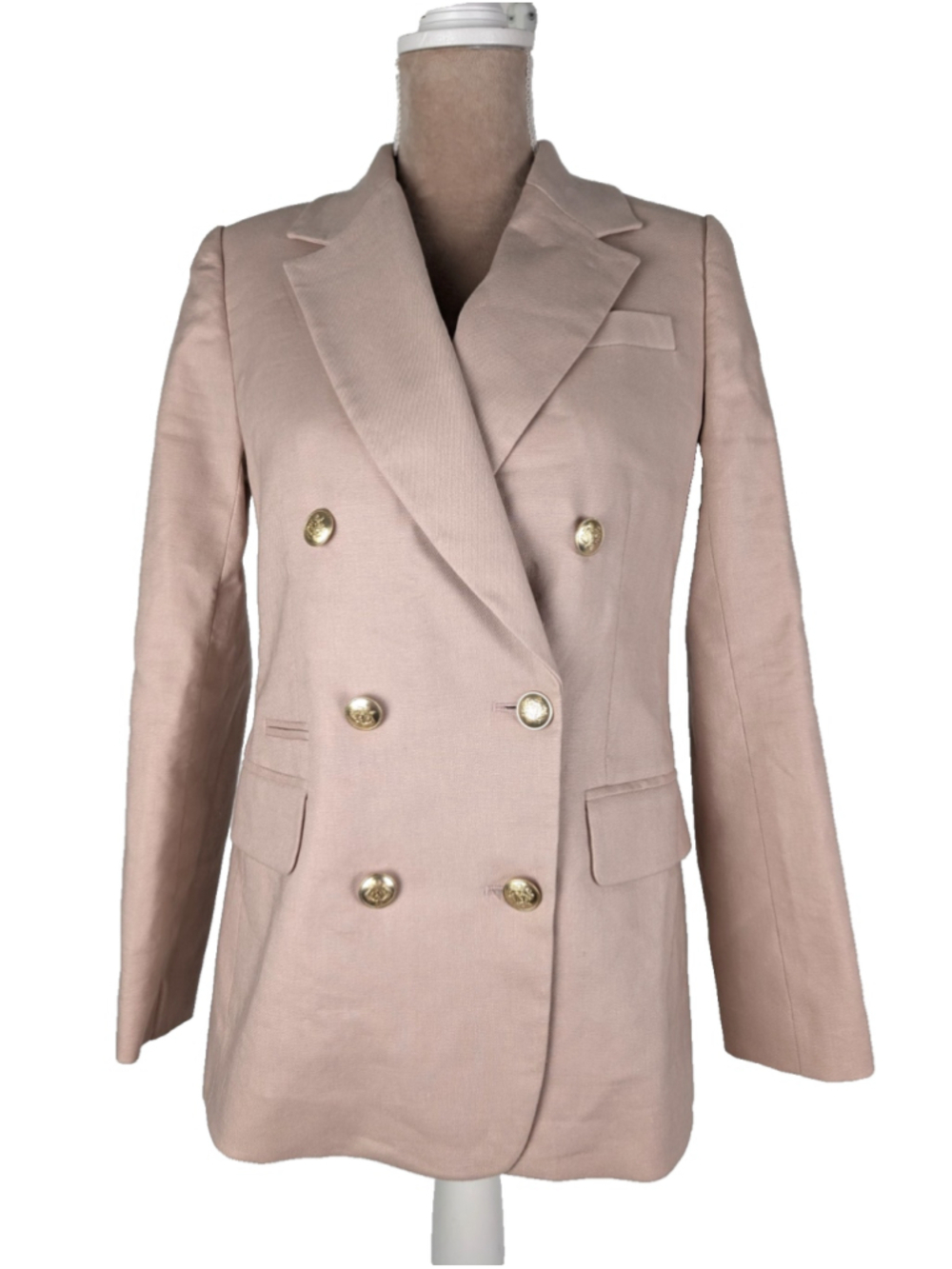 J CREW Bristol Light Pink Linen Double Breasted Blazer Sz 4 Classic Preppy